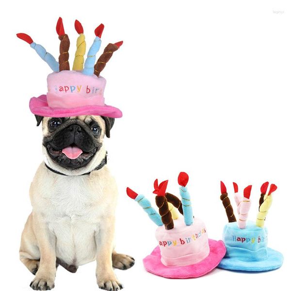 Vestuário para cães, animais de estimação fofos, gatos, bonés de aniversário, veludo cotelê ajustável, velas coloridas, chapéu pequeno/médio, cachorro, cosplay, chapéu, gato
