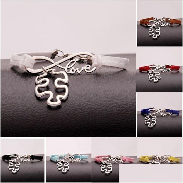 Charm Bracelets Autism Awareness Puzzle Piece Infinity Love Wish Veet Rope Wrap Bangle For Women Men Fashion Friendship Jewelry Drop Dhxdv