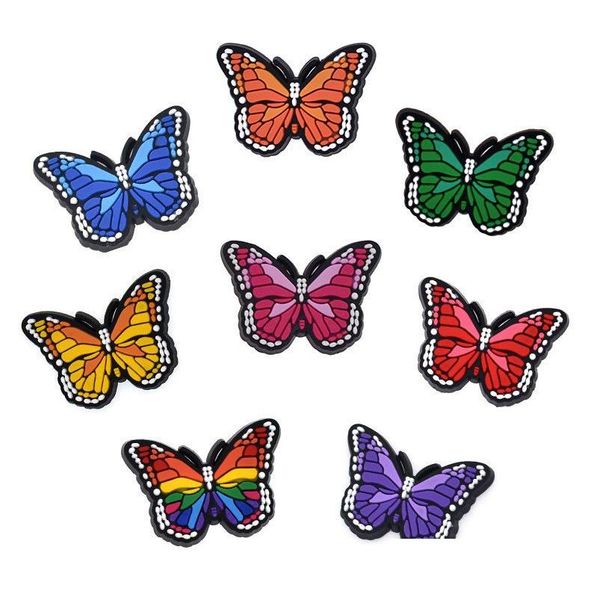 Acessórios dos desenhos animados Atacado Inseto Colorf Butterflys Jibbitz Para Clog Pvc Shoe Encantos Fivelas Moda Borracha Macia Drop Delivery Ba Dhpi9