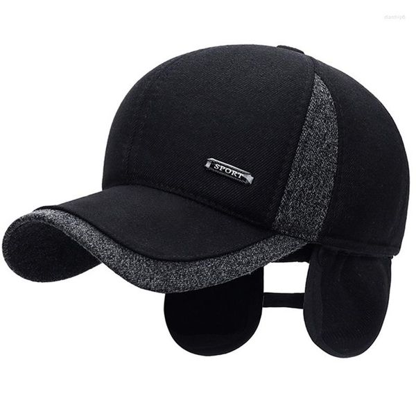 Ball Caps Warme Herren Winter Wolle Baseball Kappe Ohrenklappen Marke Snapback Hüte Verdicken Baumwolle Ausgestattet Gorra Hombre Trucker