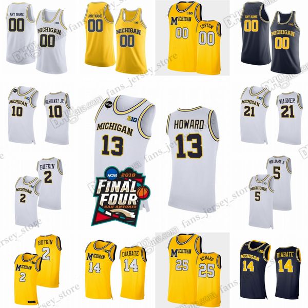 NCAA Custom XS-6XL Michigan Wolverines College Basketball Jerseys 10 Tim Hardaway Jr. 14 Moussa Diabate 13 Moritz Wagner 21 Franz Wagner 22 Duncan Robinson Final Patch