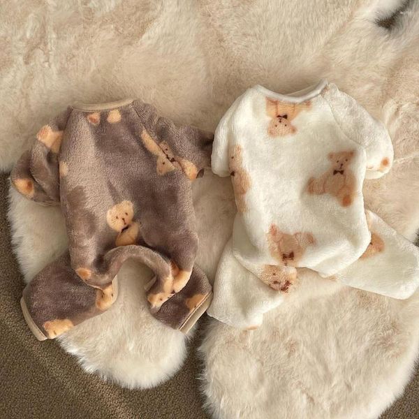 Roupas para cães Macacão de pelúcia para animais de estimação Roupas médias pequenas Roupas quentes de veludo Doce Pijama Gatinho Cachorrinho Pulôver fofo Chihuahua Poodle