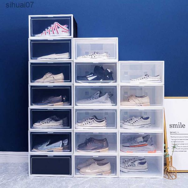 3PCS Clear Plastic Shoe Box Sneakers impilabili Football Shoe Organizer AJ Display Box Collezione di scarpe trasparenti Cassetto L230705