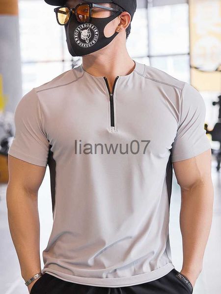 Herren-T-Shirts, schnell trocknendes Herren-Lauf-T-Shirt, Sport-Oberteile, Jersey, coole und bequeme Lauf-Shirts für Männer mit Stehkragen-Design, J230705