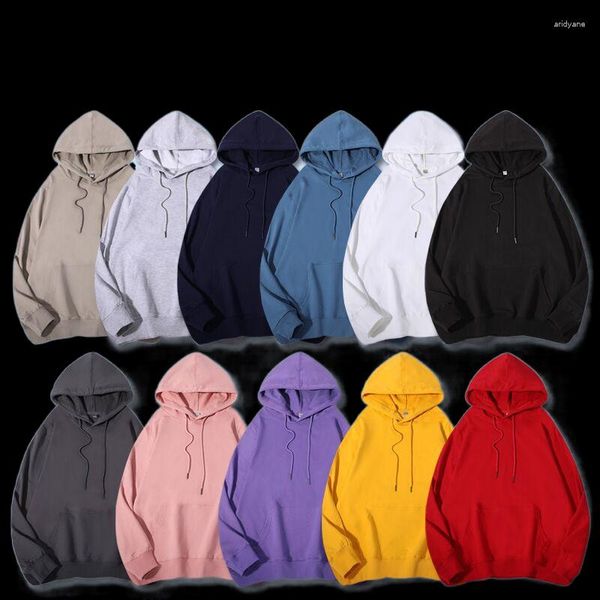 Erkek Hoodies 2023 Erkekler Pamuk Bahar Sonbahar Düz Renk Kapşonlu Moda Sıradan Sevgili Kadın Külkü Çift Sweatshirt M-5XL