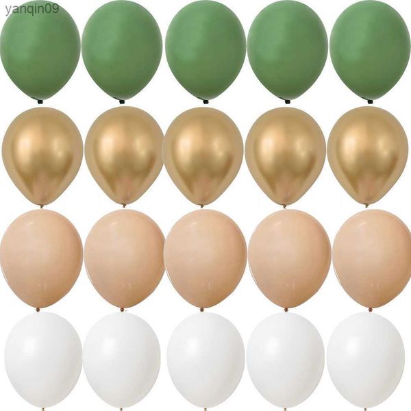 15/20PCS Kit Balão de 10 polegadas Retro Verde Branco Ouro Bolas Aniversário Aniversário de Casamento Selva Decoração de Festa de Verão Suprimentos para Casa L230626