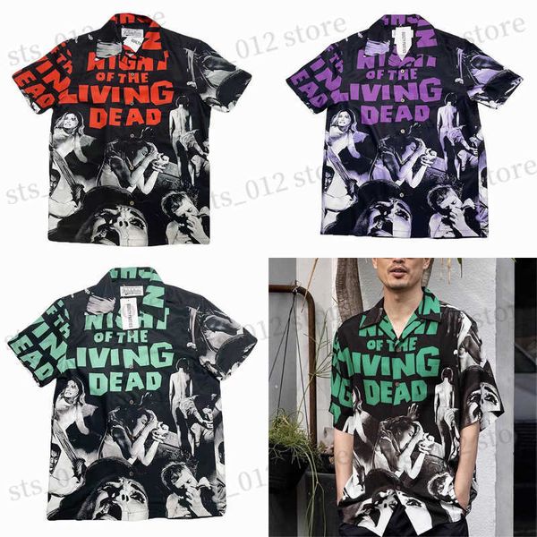 Camisas casuais masculinas Wacko Maria Camisa curta Pôster do filme Impressão de publicidade Casual Homens Mulheres Hip Hop Havaí Série de férias Camisa WACKO MARIA Camiseta T230705