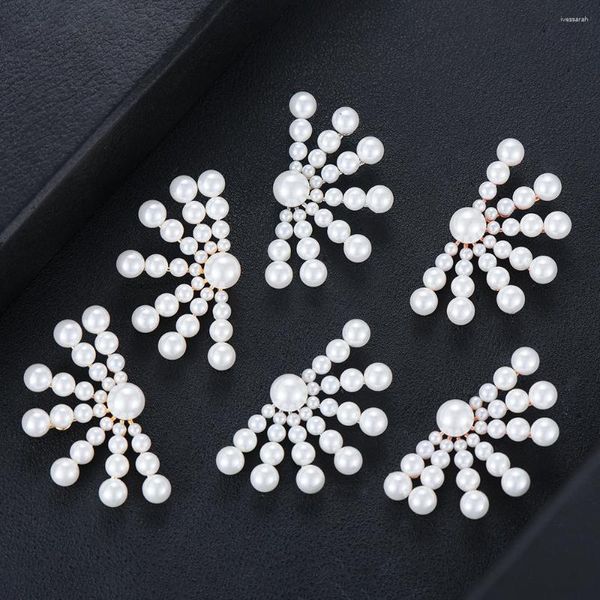 Brincos de pino GODKI 2023 Fireworks Charms Simulado Pearl Statement African Korean Elegant Womens In Jewelry