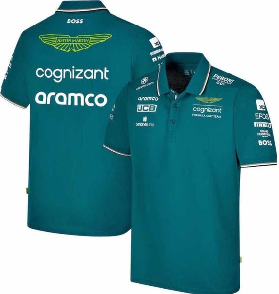 Aston Martin Aramco Cognizant F1 Polos 2023 Official Team Polo Summer masculino casual de secagem rápida moda de manga curta O mesmo modelo para celebridades da Internet