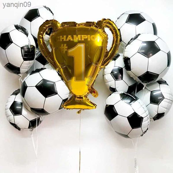 Golden Trophy 18inch Futbol Yıldız Folyo Balonlar Erkek Adam Doğum Günü Partisi Dekor Spor Oyunları Hava Topları Globos Bebek Duş Malzemeleri L230626