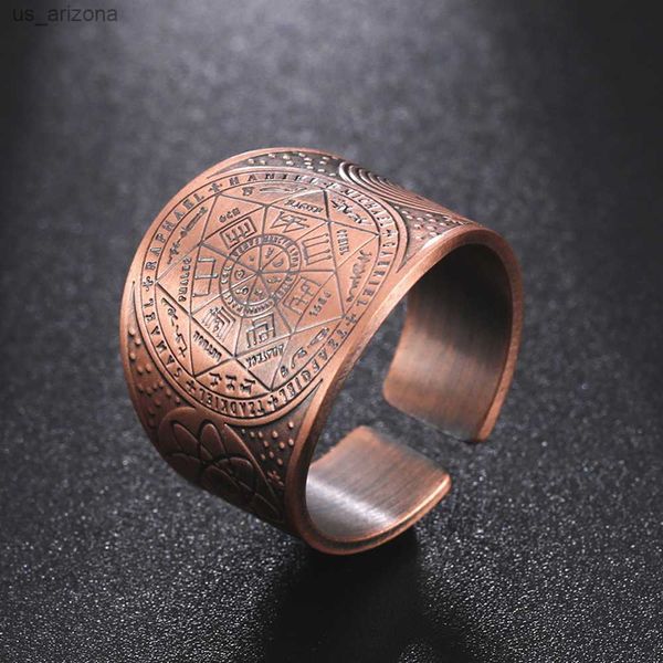 Печать Dawapara из 7 архангелов защищает кольцо кольца кольцо амулета Metatron Cube Symbol Секреты короля Соломона Винтажные ювелирные изделия L230620
