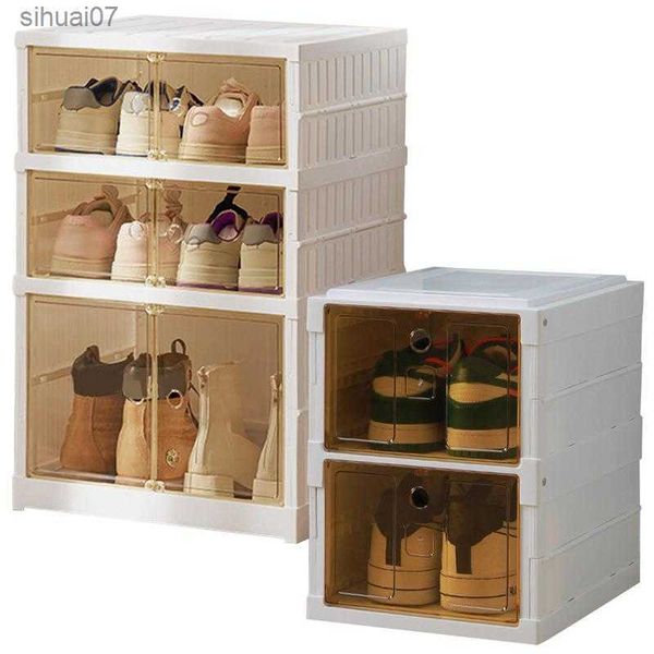 Schuhaufbewahrungsboxen, transparent, faltbar, durchsichtige Schuh-Organizer, mehrfach verwendbar, verdickt, staubdicht, Installationsfreier Schuhschrank L230705