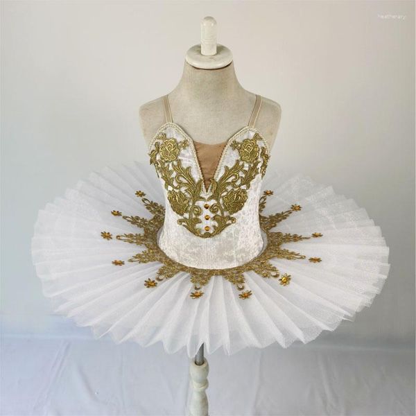 Vestido de palco branco profissional balé tutu meninas crianças adultos bailarina desempenho infantil vestido saia