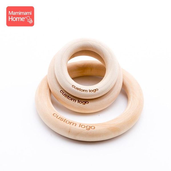 Bangle Mamihome 50pc Personalizar anel de madeira Baby Teether BPA Anel de faia grátis Toys de dentição Braceletes de enfermagem DIY Presentes mastigam roedores