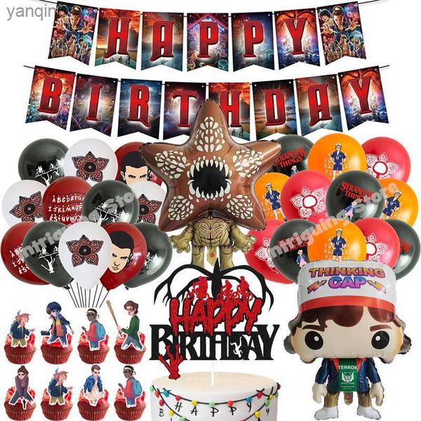 Stranger Things Balloon Sets Undici cose ST Banner Cake Topper Decorazione festa di compleanno Baby Shower Boy Girl Forniture per feste L230626