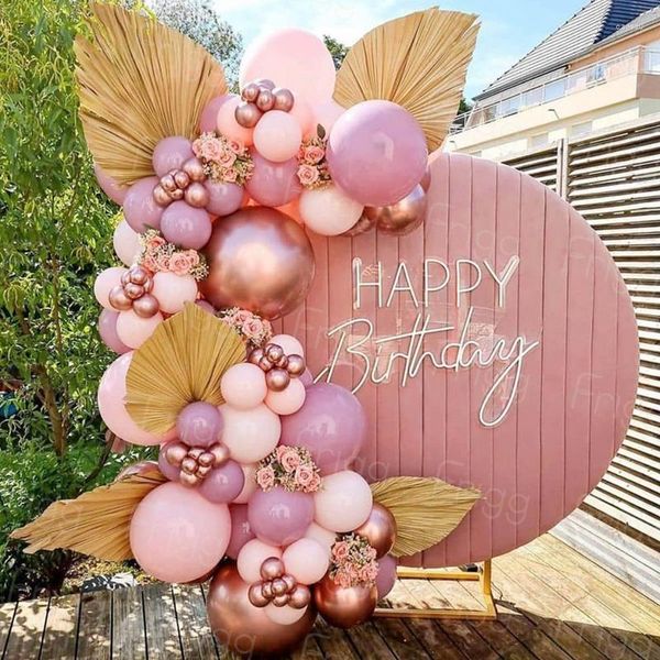 Decoração de festa Balão rosa ouro Guirlanda Kit arco Casamento Macron Decoração de aniversário Chá de bebê menina