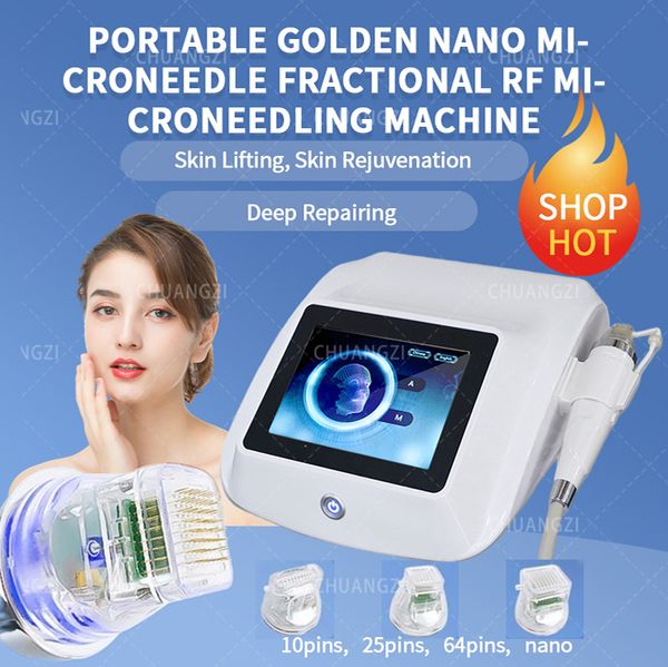 Gold Fractional RF Acne Removendo Imprint Stretch Marks Microneedle Skin Firme Rugas Sistema de Terapia de Remoção