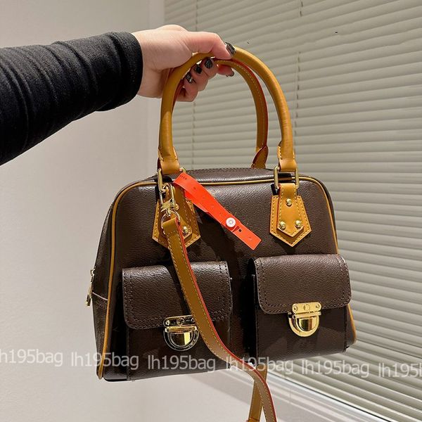 Vintage Manhattan -Bag Frauen Handtaschen Cross Body Recond Bags Designer -Taschen Geldbeutel mehrerer Beutel Canvas Echtes Leder klassische Kameratasche