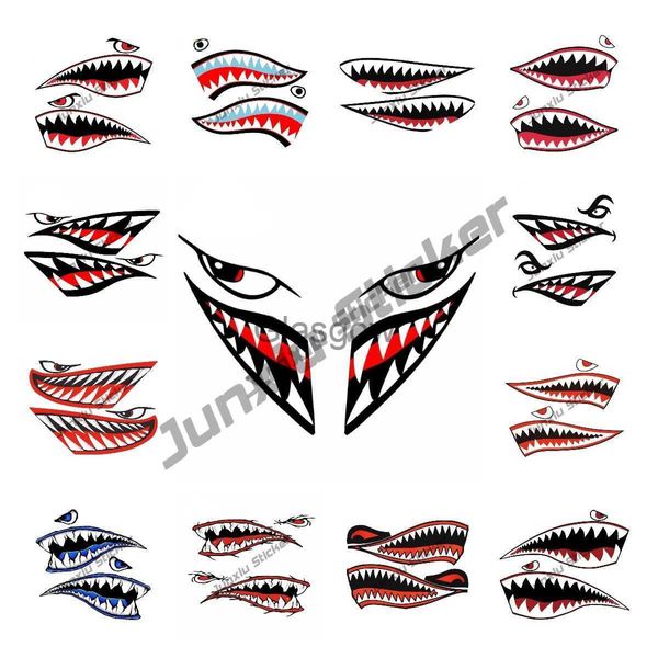 Araba Stickers Shark Stickers Araba Aksesuarları Köpekbalığı Dişleri Ağız Karikatür Çıkartma Su Geçirmez Araba Çıkartmaları JDM Anime Graffiti SUV Motosiklet Dekoru X0705