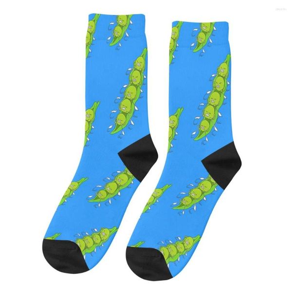 Мужские носки горох гребля на пироге Счастливые ретро -овощи Food Street Style Crazy Crew Sock Gift Pattern Печать