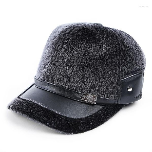 Berety jesienne i zimowe czapki dla starszych mężczyzn w średnim wieku pogrubiona ochrona uszu ciepła stara czapka ojciec tata czapka