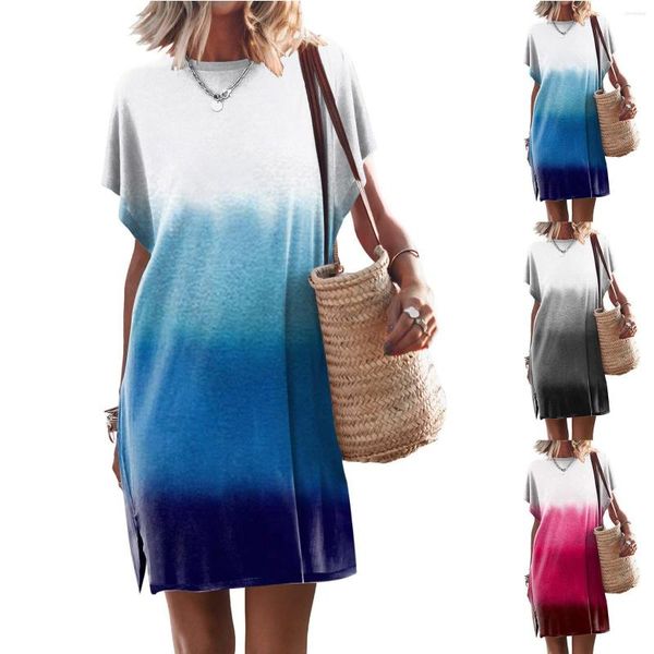 Abiti casual da donna colorato stile occidentale confortevole abito da vacanza a righe semplice Vestido Feminino Elegantes Para Mujer 2023