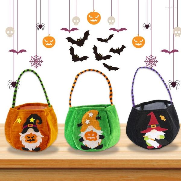 Confezione regalo Halloween Borsa in velluto dorato con manico Strega Gnomo Borse a mano in zucca Festival Bomboniere all'ingrosso