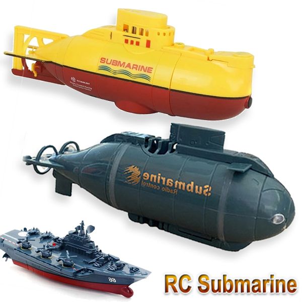 Barcos elétricos/rc mini rc submarino velocidade barco de controle remoto mergulho à prova dwaterproof água brinquedo militar simulação modelo banheira presentes para crianças navio 230705