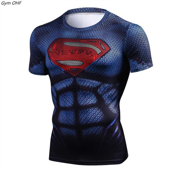 Camisetas masculinas para academia, estampadas, manga curta, meninos, compressão, apertada, camiseta de corrida, MMA, fitness, masculina, legal, de secagem rápida, camiseta J230705