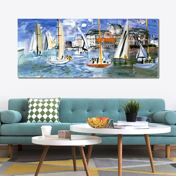 Seascape Soyut Canvas Art Reges Dans Le Port de Troiveville El işi Yağlı Boya Modern Dekor Stüdyo Dairesi