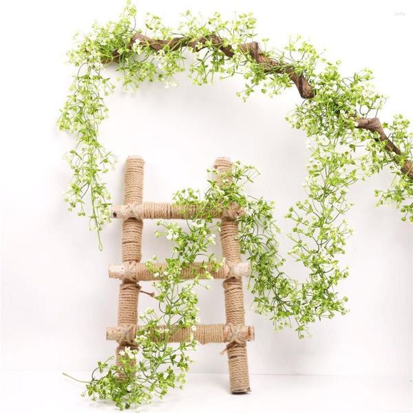 Fiori decorativi 175 cm Gypsophila artificiale Vite White Babies Breath Ghirlanda per arco di nozze Decorazione domestica Appeso a parete Pianta finta