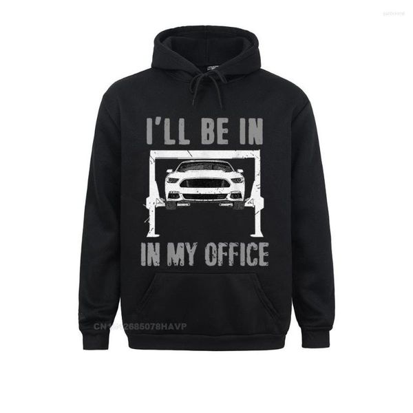 Moletons Masculinos Capuz Garagem Is My Office Mecânico Presente Mecânico de Carros Camiseta Dia dos Pais Manga Comprida Moletons Masculinos Normal Oversized