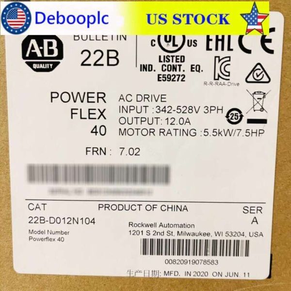 Allen Bradley 22b-d012n104 Série A Powerflex 40 12a 7,5hp Ac Drive 22bd012n104