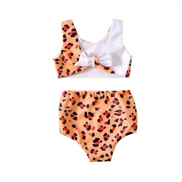 Completi di abbigliamento Costume da bagno per bambina con stampa leopardata Costume da bagno estivo per bambini Biquini Infantil Costume da bagno