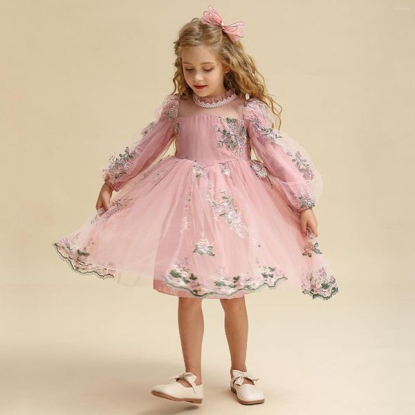 Mädchen Kleider Kleinkind Mädchen Für Nette Baby Kinder Volle Hülse Flauschigen Prinzessin Kleid Kinder Party Hochzeit Blume LaceTutu Vestido