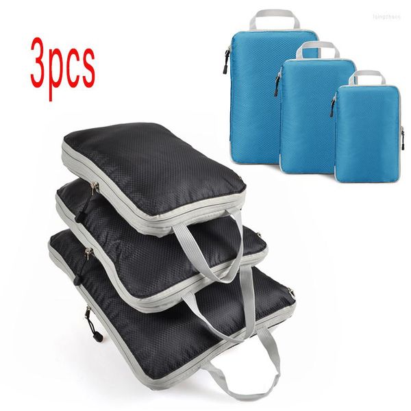 Borse portaoggetti Borsa da viaggio 3 pezzi Nylon da imballaggio comprimibile Portatile con borsa Organizer per bagagli Valigia impermeabile pieghevole