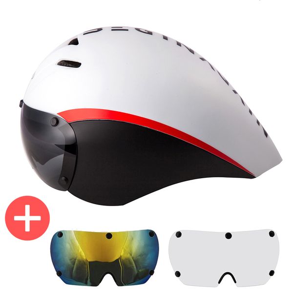 Capacetes de ciclismo Aero Goggles Capacete de bicicleta TT Triathlon Capacetes de bicicleta de estrada Timetrial Racing Capacete de equitação com lente Equipamento de bicicleta 230704