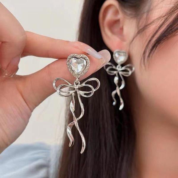 Orecchini a bottone 2023 coreano elegante ciondola orecchini pendenti per le donne ragazza moda cuore fiocco frangia torsione orecchino gioielli accessori per feste