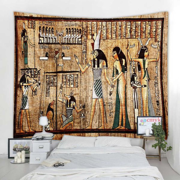 Wandteppiche, Kuppelkameras, altes ägyptisches Wandgemälde, Wandteppich, Pharao, hängende Tagesdecke, Matten, Hippie-Stil, Hintergrundstoff, Heimdekoration