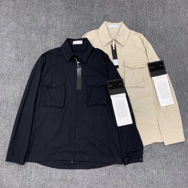 Jaquetas de bolso de pedra de designer jaqueta de manga longa com zíper Badges camiseta masculina casaco casual blusão bordado camisas masculinas Tidal flow design 35ess