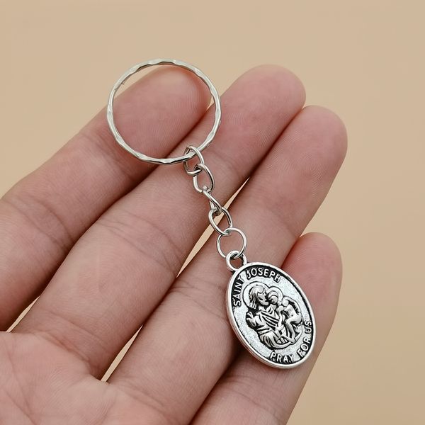 20 Pçs Alloy Charm ST JOSEPH PRAY FOR US Chaveiros Para Mulheres Homens Car Keychain Bag Charme Chaveiro Presentes Y-439