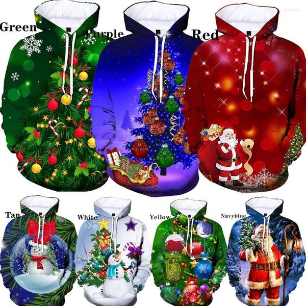 Erkek Hoodies Noel 3D Baskılı Ağaç /Kardan Adam /Santa Hoodie Beyzbol Erkekler ve Kadınlar İçin