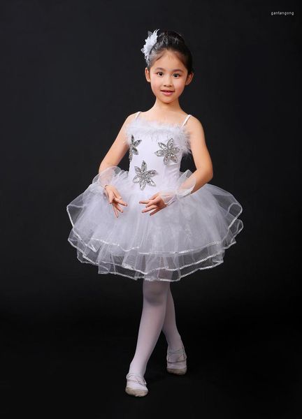 Stage Wear Kinder Elegantes klassisches weißes Schwanensee-Tanz-Ballett-Tutu-Kostüm