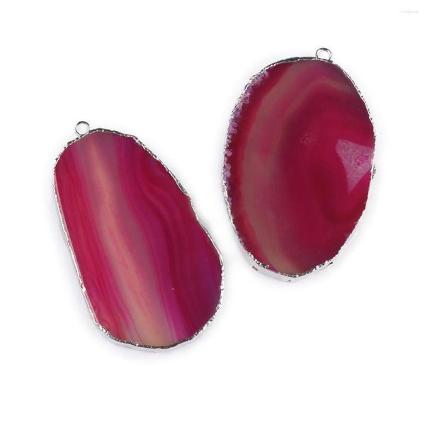 Collane con ciondolo Ciondoli in pietra naturale Placcati in nastro Agate rosa lucidate per gioielli alla moda che fanno collana da donna fai-da-te Regali per feste