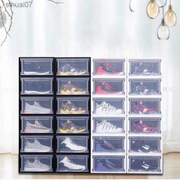 Пластиковая PP полупрозрачная обувная коробка Многофункциональная домашняя пылезащитная ящика Комбинированные ящики для хранения мужчина/женская организация обуви Black L230705