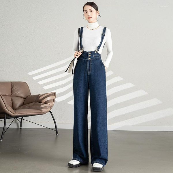 Damen Jeans Vintage Denim Overalls Frauen Hosen Sommer Hosenträger Koreanischer Stil Lose Breite Bein Overalls Flut Lässig Alle Spiele