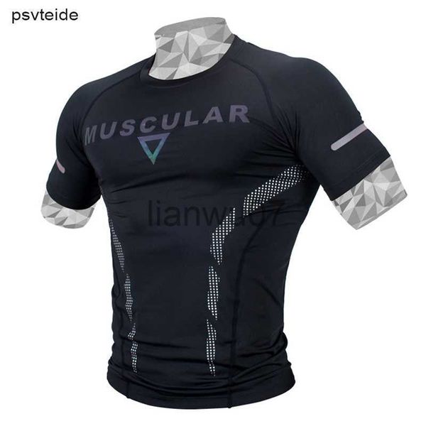 Erkek Tişörtler Erkekler Spor Tshirt Kısa Kollu Tişörtlü Erkek Spor Tişörtleri Baskılı Sıkıştırma Spor Salonu 3D Sıkıştırma Adam Üstleri Vücut Geliştirme Tişörtleri J230705