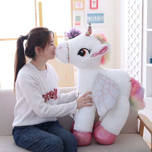 Bonecas de pelúcia 1pc 50 60 90cm Kawaii Unicorn Toys Giant Stuffed Animal Horse for Children Soft Doll Home Decor Lover Gift Birthday 230705