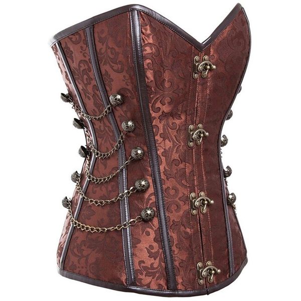 Steampunk korse ile toka bağlantı elemanları zincir çelik kemik korseler bel eğitimi gotik budier yuvarlak toka gövdeli şekillendirici artı s305h