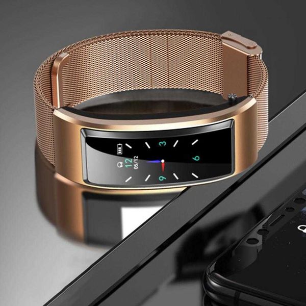 Smartwatches Dome-Kameras B6S Sport Ausgezeichnetes Metallband Smart Voice Dial Bluetooth Smart Band Headset x0706